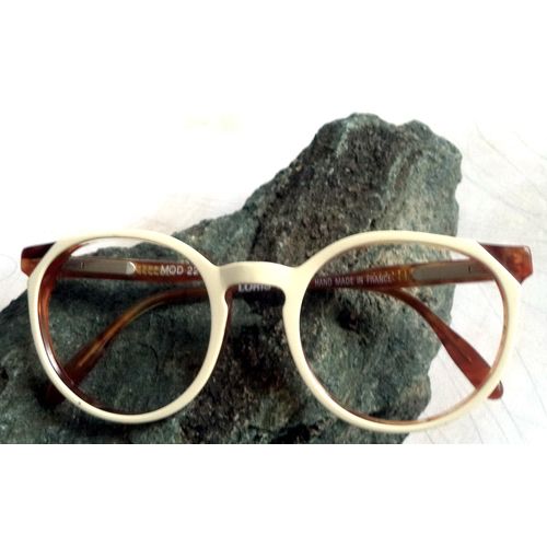 Rare 60s Loris Vidal Horn Rim Lennon NEW Round Amber 44-18 Eyeglasses sunglasses