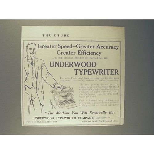 1912 Underwood Typewriter Ad - Greater Speed!
