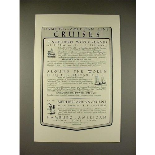 1930 Hamburg-American Line Ad - Reliance, Resolute