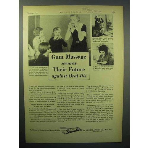 1933 Bristol-Meyers Ipana Toothpaste Ad - Gum Massage