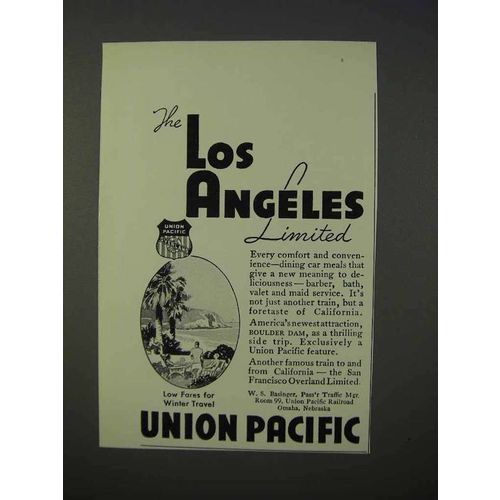 1934 Union Pacific Railroad Ad - Los Angeles Limited