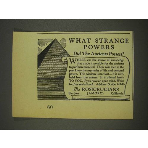 1937 The Rosicrucians Ad - What Strange Powers