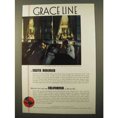1937 Grace Line Cruise Ad - South America