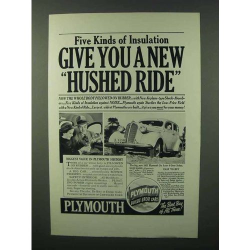 1937 Plymouth De Luxe 4-Door Sedan Ad - Hushed Ride
