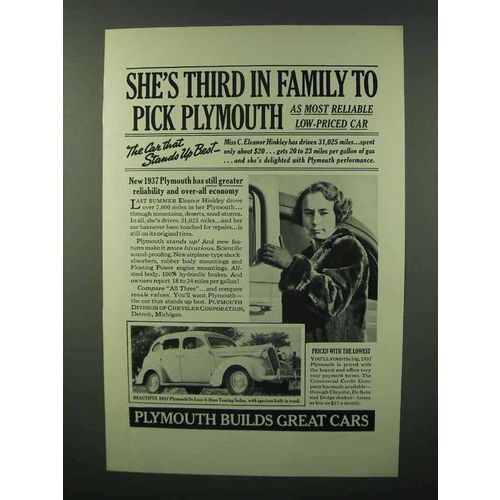 1937 Plymouth De Luxe 4-Door Touring Sedan Ad