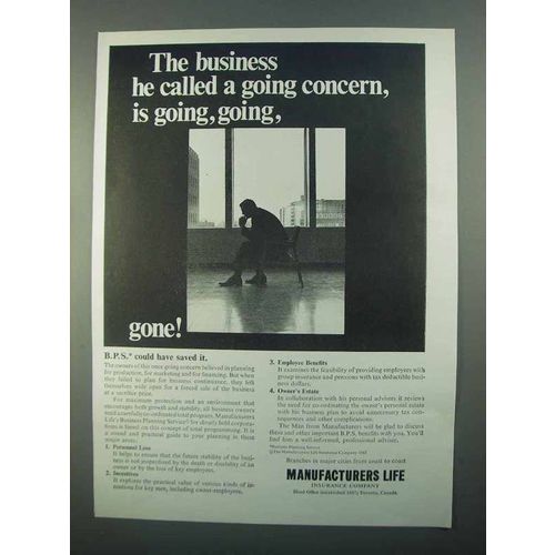 1968 Manufacturers Life Ad - Business a Going Concern