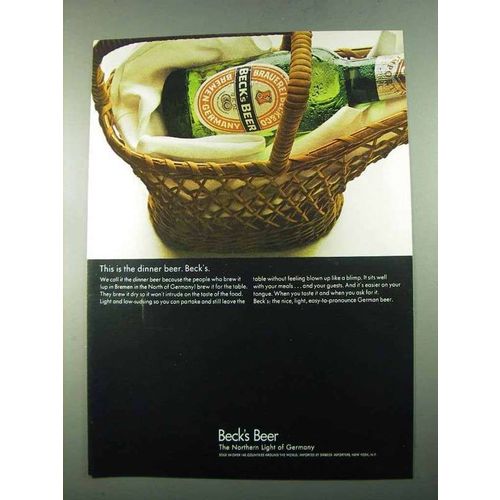 1969 Beck's Beer Ad - This is the Dinner Beer