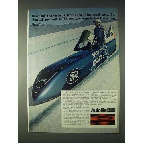1969 Ford Autolite Sparkplugs Ad - World Land Record