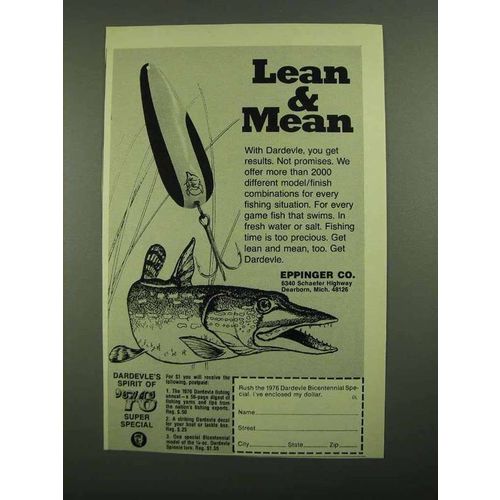 1976 Eppinger Daredvle Lure Ad - Lean & Mean