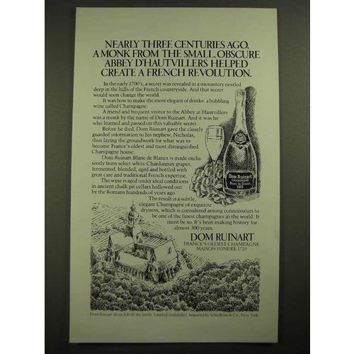 1980 Dom Ruinart Champagne Ad - Nearly Three Centuries Ago