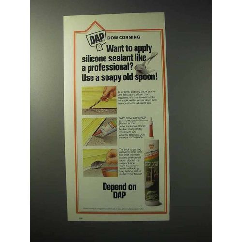 1986 DAP Dow Corning Silicone Sealant Ad - Soapy Spoon