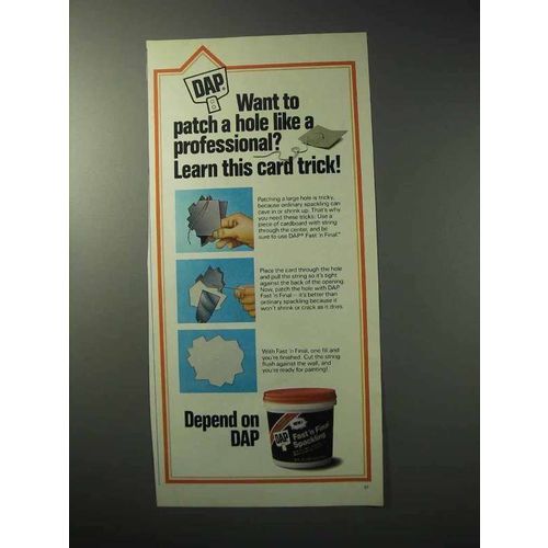 1986 DAP Fast 'n Final Spackling Ad - Learn Card Trick