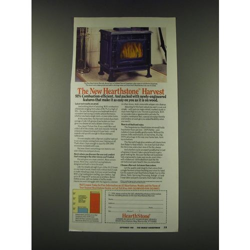 1988 Hearthstone Harvest Stove Ad - The new Hearthstone Harvest
