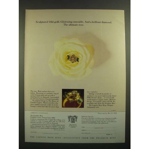 1988 The Franklin Mint Coppini Rose Ring Ad - The Ultimate Rose