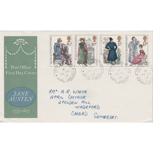 GB 1975 Jane Austen set GPO FDC Chard Somerset pm see others
