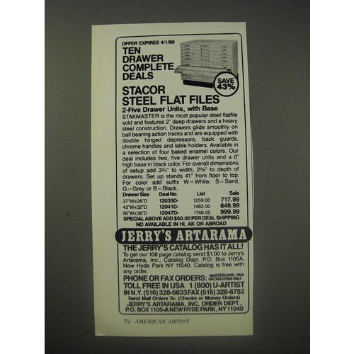 1990 Jerry's Artarama Ad - Ten drawer complete deals stacor steel flat files