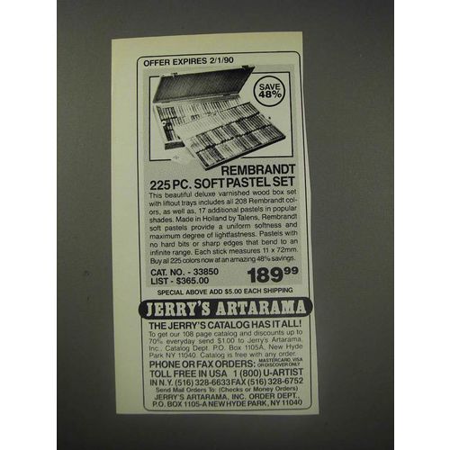 1990 Jerry's Artarama Ad - Rembrandt 225Pc. Soft pastel set