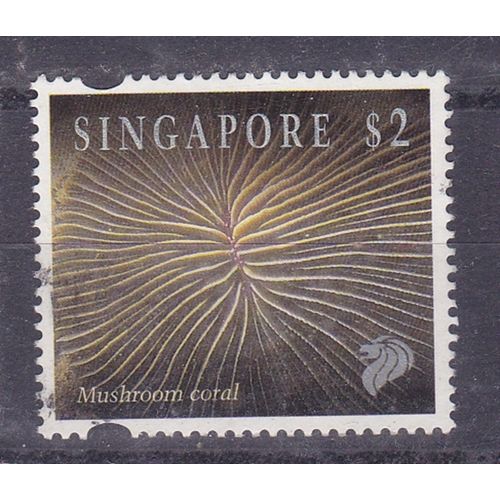 SINGAPORE 1994 REEF LIFE 1szt SERIES $2 MUSHROOM CORAL USED