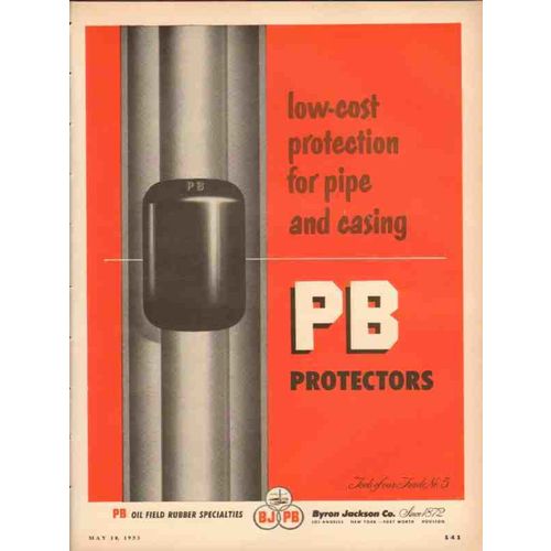 BYRON JACKSON COMPANY 1953 low-cost protection pipe casing vintage ad
