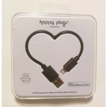 Happy Plugs 8-PIN Charge/Sync Cable for iPhone, iPad & iPod (Black)