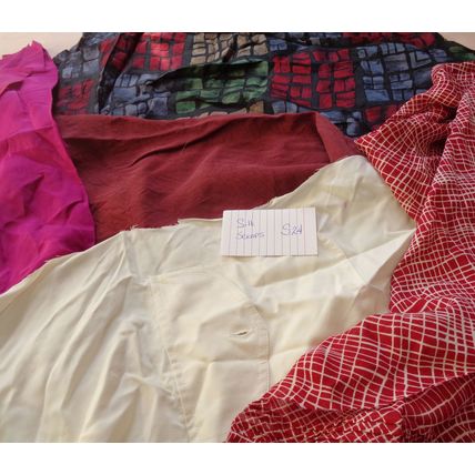 S24 100% Silk Scrap Fabric Lot Material Reclaimed clothing over 3 oz Crafting