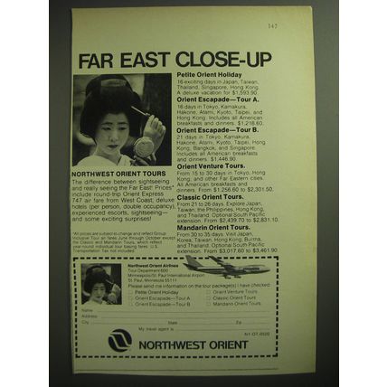 1974 Northwest Orient Ad - Far east close-up