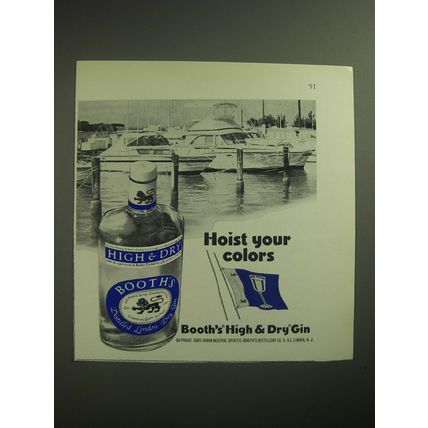 1974 Booth's High & Dry Gin Ad - Hoist your colors