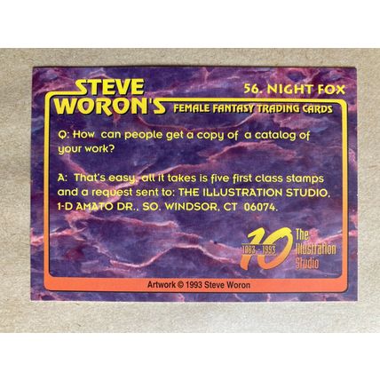 Steve Woron's Female Fantasy Base trading card # 56 Night Fox (A) 1993 art