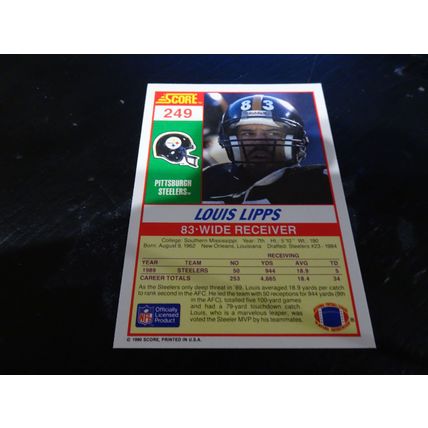 1990 Score Football Card # 249 Louis Lipps Ex-Mt (6) Pittsburgh Steelers
