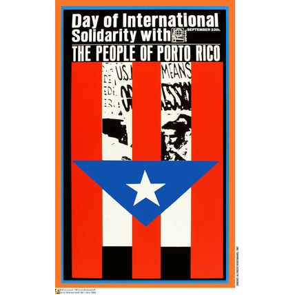 Political OSPAAAL POSTER.PUERTO RICO Flag Independence.World Revolution Art.47