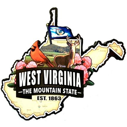 West Virginia The Mountain State Est. 1863 Artwood Jumbo Fridge Magnet