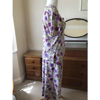 Nicole Vintage Two Piece Jersey Skirt And Top Size 10 Shirt Size 8 Floral Print