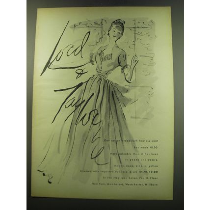1949 Lord & Taylor Hostess Coat Ad - Has Made $10.00 More Valuable