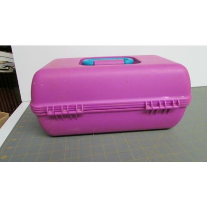 Vintage Caboodles Purple & Teal w/Mirror Makeup Cosmetic Travel Case #2622