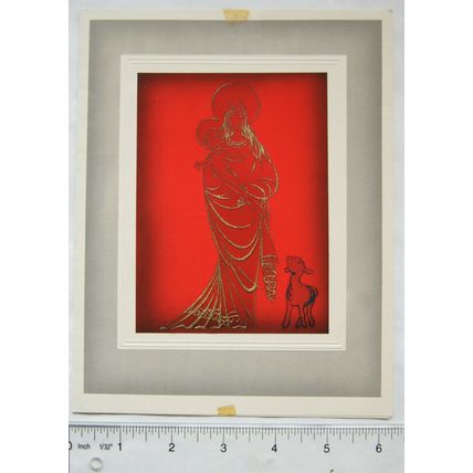 Vintage: Christmas card - Mary holding Jesus with lamb
