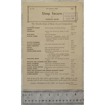 Novello's Short Choral Compositions 1231 Sleep Secure