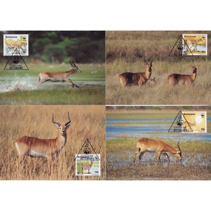 Red Lechwe Deer Botswana 4x WWF Stamp First Day Cover Postcard s