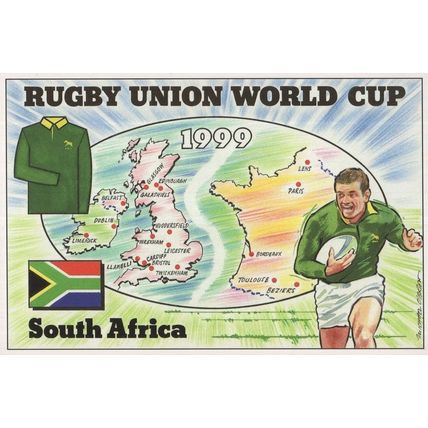 South Africa African Team Rugby Union World Cup 1999 Postcard