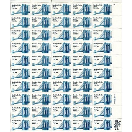 Brooklyn Bridge Sheet of Fifty 20 Cent Postage Stamps Scott 2041