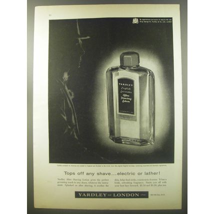 1956 Yardley English Lavender After Shaving Lotion Ad - Tops off any shave