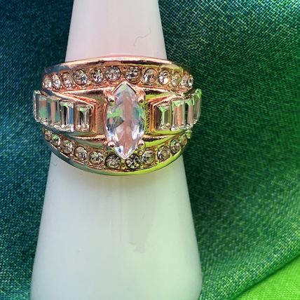 Ring Three Row Fashion Statement Rhinestones #530