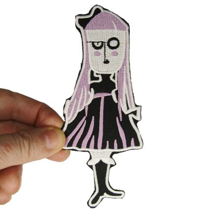 Iron On Scary Girl Sew Patch Badge Patches Badges 14.5cm x 6cm Embroidered P572
