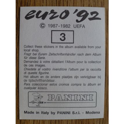 Panini Euro 92 Badge | No. 003 | Berni Mascot