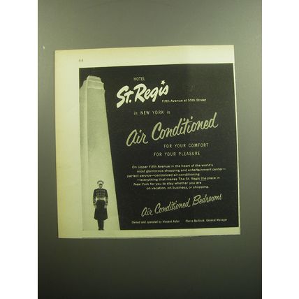 1958 Hotel St. Regis Ad - Hotel St. Regis in New York is Air Conditioned