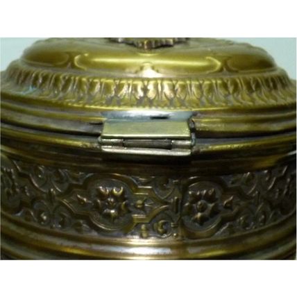 Antique c1900 Etrog Box WMF Warsaw Poland Marked Silver-Plated Repousse, H 12 cm