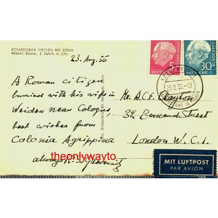 Romergrab Weiden Bei Koln Mannl Buste, (Roman Bust), Postcard, 1955