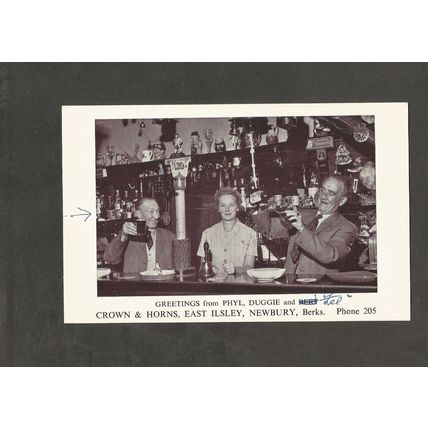 Postcard Berkshire East Ilsley Crown and Horns Staff