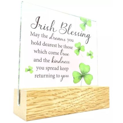 Irish Blessing Freestanding Plaque with Sentimental Verse 11 CM Wooden Base