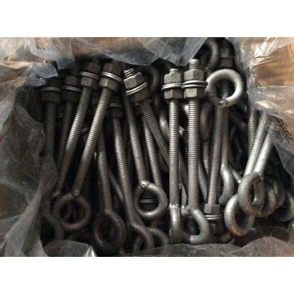 X4 Lifting Galvanised Straining Welded Eye Bolts 3/8" X 6" ( 9.5MM X 150MM )