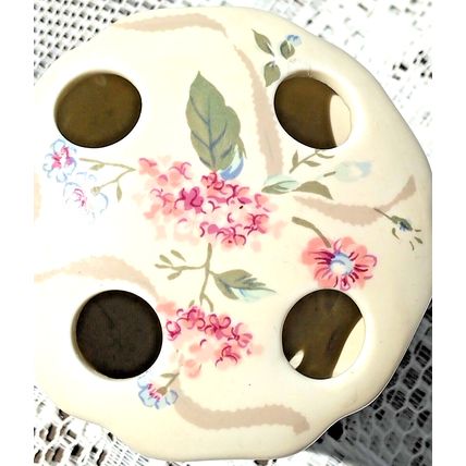 Vintage Bathroom Soap Dish & Toothbrush Holder Pink Ceramic Floral Design